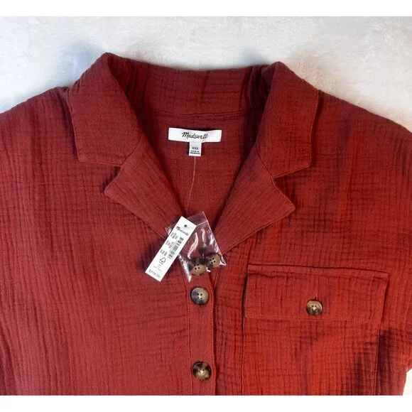 Madewell Womens Lightspun Belted Safari Romper Button-Down Tie-Waist  Sz XXS - Picture 4 of 14